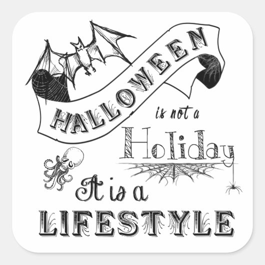 Halloween Lifestyle Chalk Art Quadratischer Aufkleber (Vorderseite)