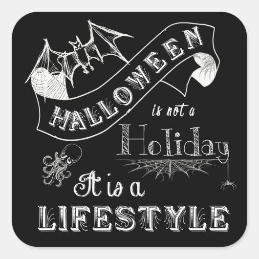 Halloween Lifestyle Chalk Art Quadratischer Aufkleber (Vorderseite)