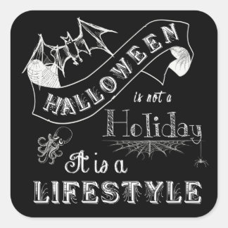 Halloween Lifestyle Chalk Art Quadratischer Aufkleber