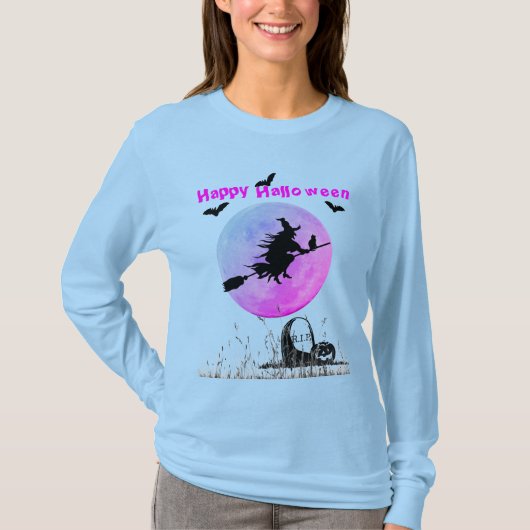 Halloween Light Blue Long Sleeve T-Shirt (Vorderseite)