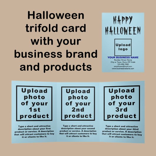 Halloween Light Blue Trifold Card Dreifach Gefaltete Karte