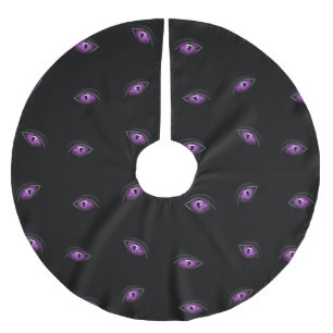 Halloween, Lila Augen, Süßes oder Saures, Buh Polyester Weihnachtsbaumdecke