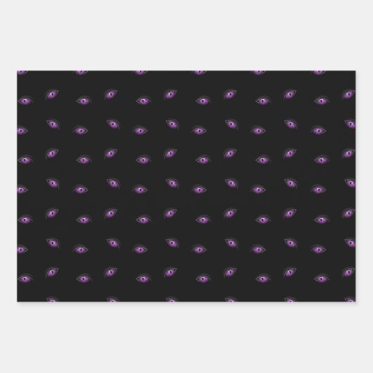 Halloween, Lila Augen, Trick oder Trete, Boo Geschenkpapier Set (Vorderseite 2)