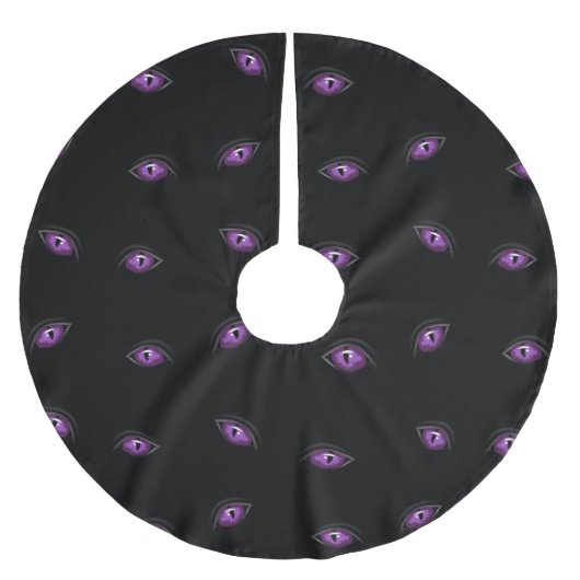 Halloween, Lila Augen, Trick oder Trete, Boo Polyester Weihnachtsbaumdecke (Vorderseite)