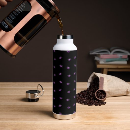 Halloween, Lila Augen, Trick oder Trete, Boo Trinkflasche (Kaffee)