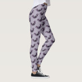 Halloween Lila Black Bats Spooky Beängstigend Leggings (Rechts)