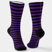 Halloween Lila Black Stripes Muster Mit Monogramm Socken (Gewinkelt)