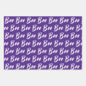 Halloween-lila Boottextmuster Geschenkpapier Set (Vorderseite 2)