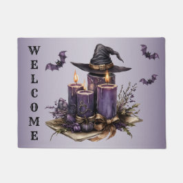 Halloween Lila Candles Bats Spooky Beängstigend Fußmatte
