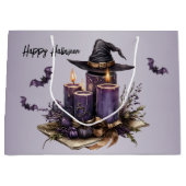 Halloween Lila Candles Bats Spooky Beängstigend Große Geschenktüte (Vorderseite)