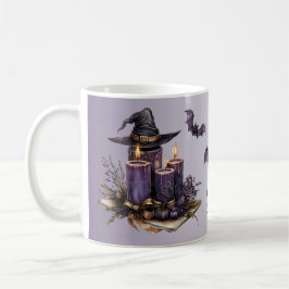 Halloween Lila Candles Bats Spooky Beängstigend Kaffeetasse