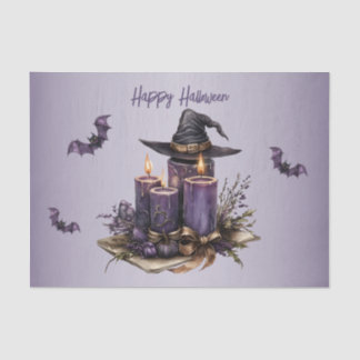 Halloween Lila Candles Bats Spooky Beängstigend Seidenpapier