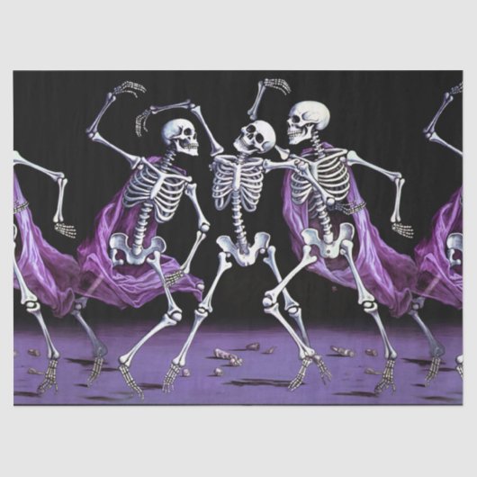 Halloween Lila Dancing Skeletons Gothic Wedding Seidenpapier (Vorderseite)