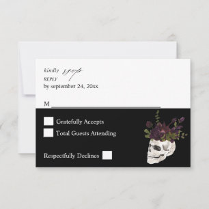 Halloween Lila Floral & Skull no Mahlzeit UAWG H B RSVP Karte