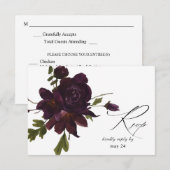 Halloween Lila Floral w Meal RSVP Card Karte (Vorne/Hinten)