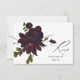 Halloween Lila Floral w Meal RSVP Card Karte