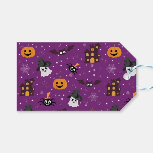 Halloween lila  geschenkanhänger (Vorderseite (Horizontal))