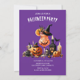 Halloween, lila Gothic Cocktails Einladung