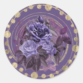 Halloween Lila Gotische Rose Runder Aufkleber