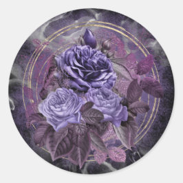 Halloween Lila Gotische Rose Runder Aufkleber