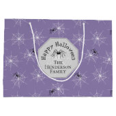 Halloween, lila graue Spinnennetze Große Geschenktüte (Rückseite)