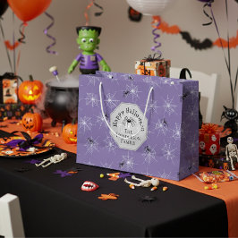 Halloween, lila graue Spinnennetze Große Geschenktüte