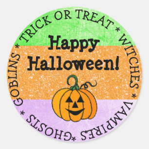 Halloween Lila, Green, Orange Pumpkin Sticker