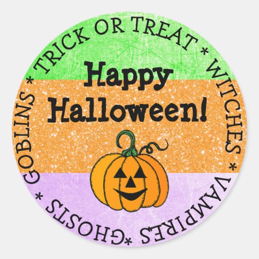 Halloween Lila, Green, Orange Pumpkin Sticker (Vorderseite)