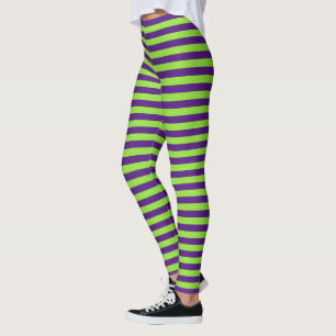 Halloween Lila Grüne Streifen Hexenkostüm Party Leggings