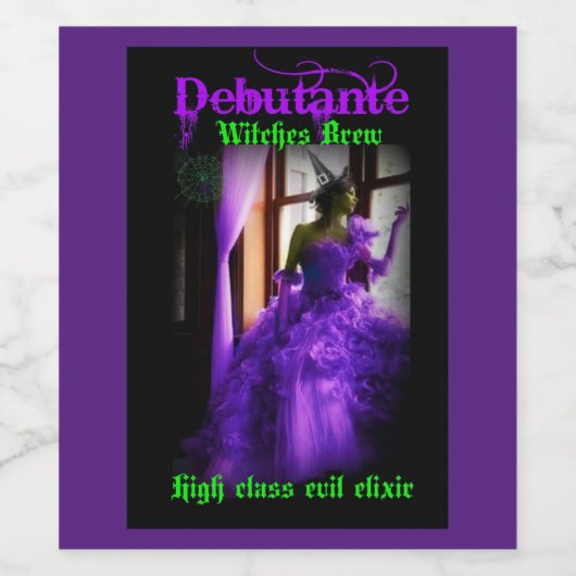 Halloween Lila Hexe Weinetikett (Einzelnes Label)