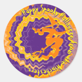 Halloween lila Hexenzaubertext Runder Aufkleber