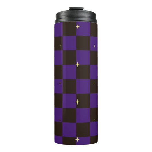 Halloween-Lila-Karomuster-Wärmebecher Thermosbecher (Vorderseite)