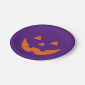 Halloween lila Kürbislaterne beängstigend lustig Pappteller (Schrägansicht)