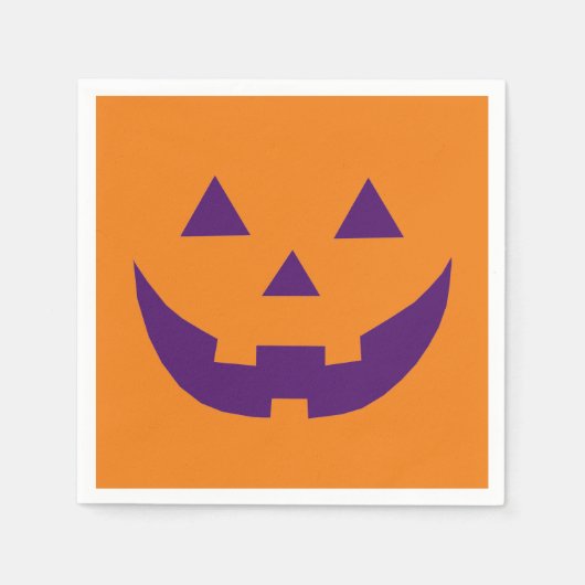 Halloween-lila Kürbislaterne Serviette (Vorderseite)