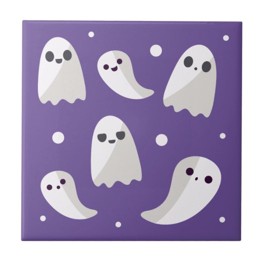 Halloween Lila Niedlich Ghost Pattern Fliese (Vorderseite)
