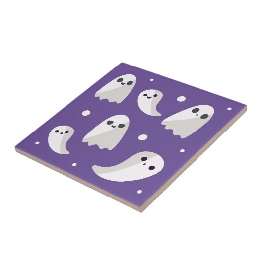 Halloween Lila Niedlich Ghost Pattern Fliese (Seite)
