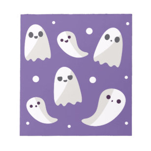 Halloween Lila Niedlich Ghost Pattern Notizblock