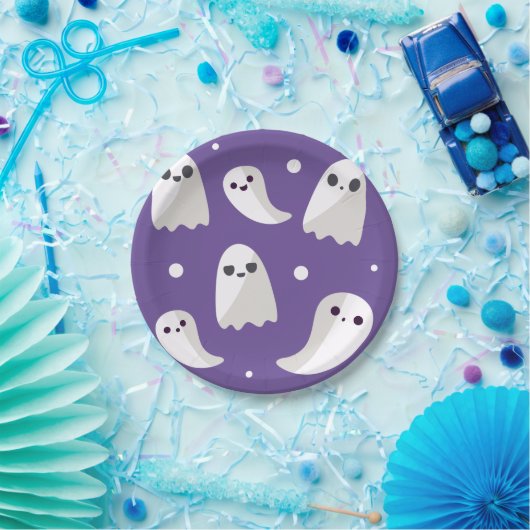 Halloween Lila Niedlich Ghost Pattern Pappteller (Party)