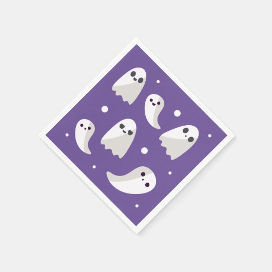 Halloween Lila Niedlich Ghost Pattern Serviette (Ecke)