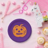 Halloween lila-Orange-Kürbislaterne Pappteller (Party)