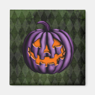 Halloween Lila Pumpkin Green Grunge Magnet