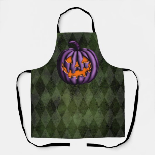 Halloween Lila Pumpkin Green Grunge Schürze (Vorderseite)