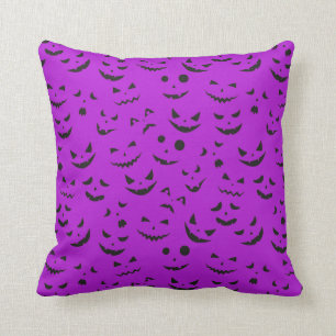 Halloween Lila Pumpkin Lächeln Cotton 16"X16 Kissen