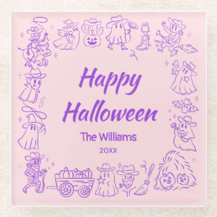 Halloween, Lila Quirky-Hand-Drachen Glasuntersetzer