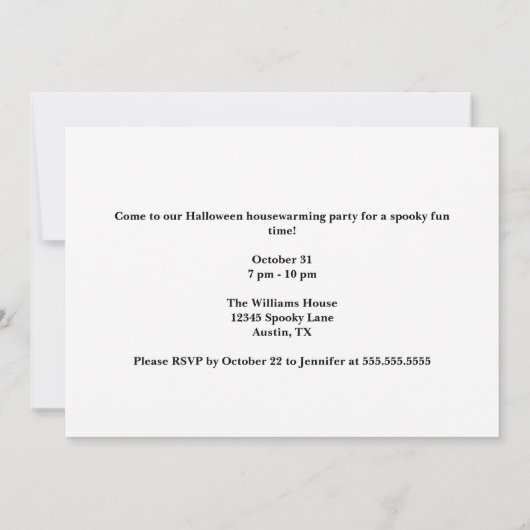 Halloween Lila Skeleton Custom House Party Einladung (Rückseite)