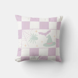 Halloween Lila Spooky Season Checkerboard Kissen