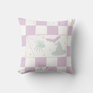 Halloween Lila Spooky Season Checkerboard Kissen