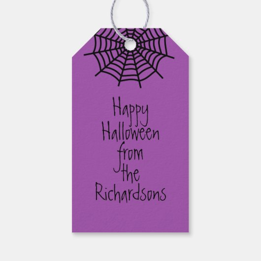 Halloween Lila und Black Personalisiert Geschenkanhänger (Rückseite)