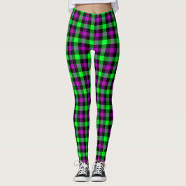 Halloween Lila und Neon Green Tartan Leggings