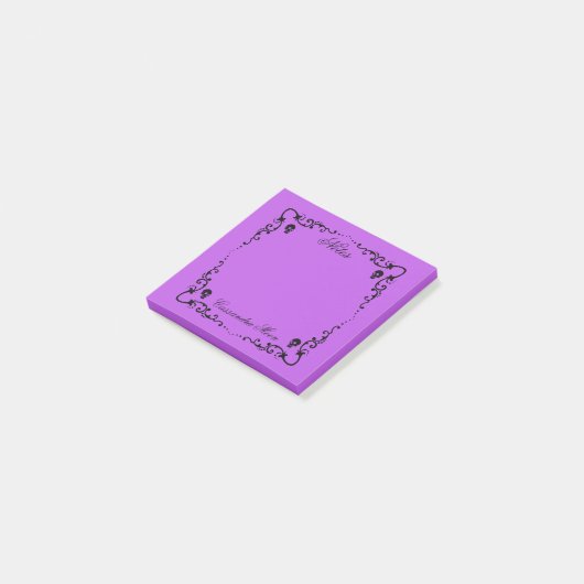 Halloween Lila und schwarze Magie Personalisiert Post-it Klebezettel (angewinkelt)